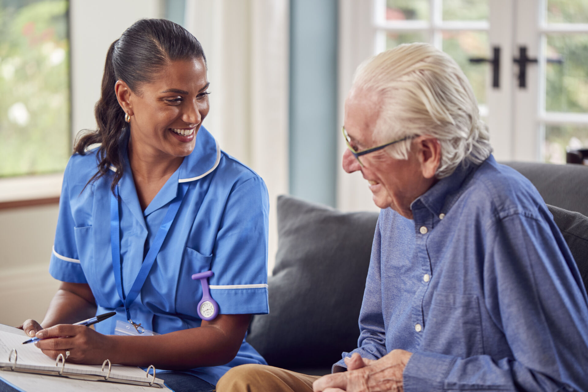 Old Hastings House residential & Dementia Care care home talking with resident